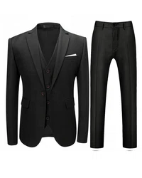 Allthemen Anzug Slim Fit 3-teilig Herren Businessanzug Schwarz/Dunkelgrau