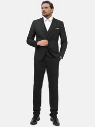 Allthemen Anzug Slim Fit 3-teilig Herren Businessanzug Schwarz/Dunkelgrau