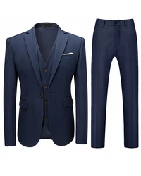 Allthemen Anzug Slim Fit 3-teilig Herren Businessanzug Dunkelblau