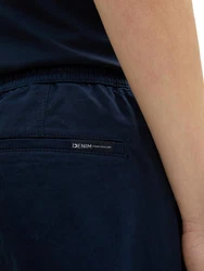 TOM TAILOR Denim Chinohose mit Gummizug am Bein und Bindeband Dunkelblau/Hellblau