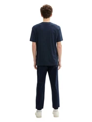 TOM TAILOR Denim Chinohose mit Gummizug am Bein und Bindeband Dunkelblau/Hellblau