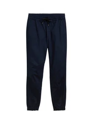 TOM TAILOR Denim Chinohose mit Gummizug am Bein und Bindeband Dunkelblau/Hellblau