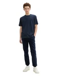 TOM TAILOR Denim Chinohose mit Gummizug am Bein und Bindeband Dunkelblau/Hellblau