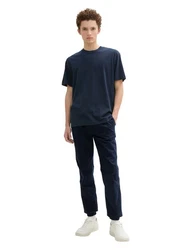 TOM TAILOR Denim Chinohose mit Gummizug am Bein und Bindeband Dunkelblau/Hellblau