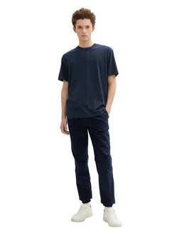 TOM TAILOR Denim Chinohose mit Gummizug am Bein und Bindeband