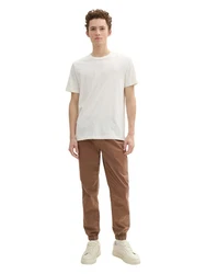 TOM TAILOR Denim Chinohose mit Gummizug am Bein und Bindeband Beige/Weiß/Braun/Khaki/Creme