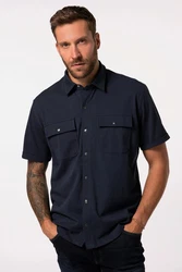 JP1880 Kurzarmhemd Modern Fit Kent-Kragen Dunkelblau