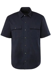 JP1880 Kurzarmhemd Modern Fit Kent-Kragen Dunkelblau