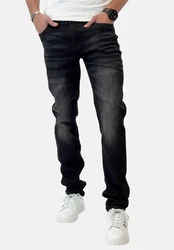 Elara Slim-fit Jeans Herren Jeans Slim Fit Hose Denim Stretch (1-tlg) Schwarz