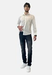 Elara Slim-fit-Jeans Herren Slim Fit Hose Denim Stretch Creme/Weiß/Rot