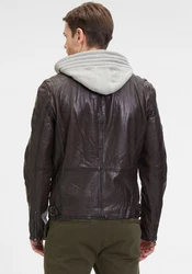 Mauritius Lederjacke GMRayco Dunkelbraun/Grau/Dunkelrot/Braun