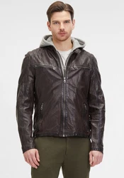 Mauritius Lederjacke GMRayco Dunkelbraun/Grau/Dunkelrot/Braun