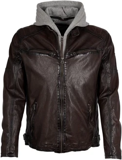 Mauritius Lederjacke GMRayco Dunkelbraun/Grau/Dunkelrot/Braun