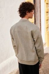 Next Leinensakko Bomberjacke Nova Fides Khaki/Beige/Hellblau