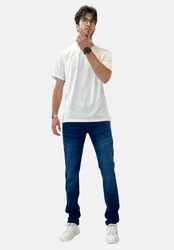 Elara Slim-Fit Jeans Herren Denim Stretch Hose (1-tlg) Weiß/Creme/Hellblau