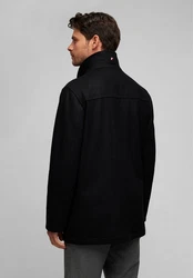 HECHTER PARIS Wolljacke mit Reißverschluss und Knopfleiste Schwarz