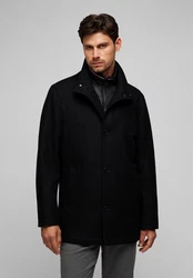 HECHTER PARIS Wolljacke mit Reißverschluss und Knopfleiste Schwarz