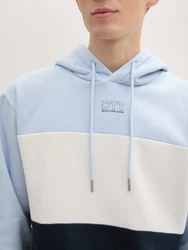 TOM TAILOR Denim Sweatshirt Hoodie mit Print Blau/Hellblau