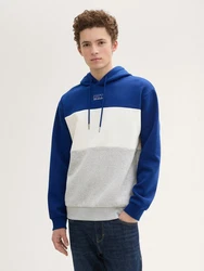 TOM TAILOR Denim Sweatshirt Hoodie mit Print Dunkelblau/Blau/Grau/Hellblau