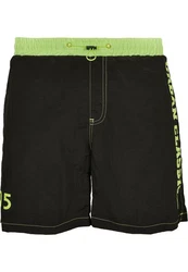 URBAN CLASSICS UC Logo Swim Shorts Grün/Neonfarben/Dunkelgrün