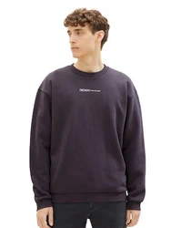 TOM TAILOR Denim Sweatshirt mit Logoprint Lila/Dunkelblau