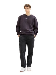 TOM TAILOR Denim Sweatshirt mit Logoprint Lila/Dunkelblau