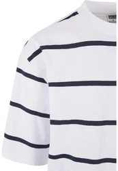 URBAN CLASSICS T-Shirt Urban Classics Herren Oversized Sleeve Modern Stripe Tee Dunkelblau/Weiß/Creme