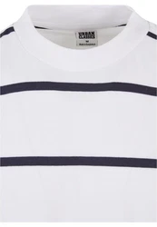 URBAN CLASSICS T-Shirt Urban Classics Herren Oversized Sleeve Modern Stripe Tee Dunkelblau/Weiß/Creme