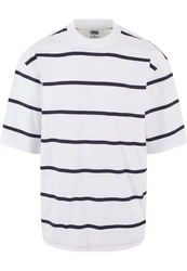URBAN CLASSICS T-Shirt Urban Classics Herren Oversized Sleeve Modern Stripe Tee Dunkelblau/Weiß/Creme