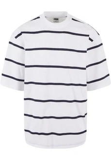 URBAN CLASSICS T-Shirt Urban Classics Herren Oversized Sleeve Modern Stripe Tee Dunkelblau/Weiß/Creme