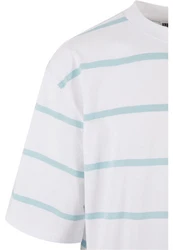 URBAN CLASSICS T-Shirt Urban Classics Herren Oversized Sleeve Modern Stripe Tee Hellblau/Türkis/Weiß/Grau/Blau