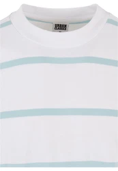 URBAN CLASSICS T-Shirt Urban Classics Herren Oversized Sleeve Modern Stripe Tee Hellblau/Türkis/Weiß/Grau/Blau