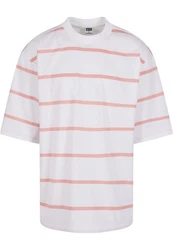 URBAN CLASSICS T-Shirt Urban Classics Herren Oversized Sleeve Modern Stripe Tee Rosa/Weiß/Rot