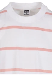URBAN CLASSICS T-Shirt Urban Classics Herren Oversized Sleeve Modern Stripe Tee Rosa/Weiß/Rot