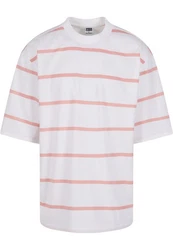 URBAN CLASSICS T-Shirt Urban Classics Herren Oversized Sleeve Modern Stripe Tee Rosa/Weiß/Rot