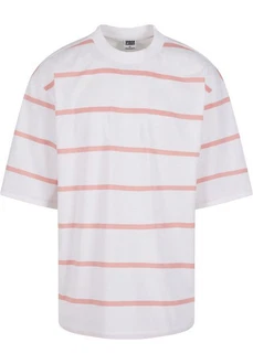 URBAN CLASSICS T-Shirt Urban Classics Herren Oversized Sleeve Modern Stripe Tee Rosa/Weiß/Rot