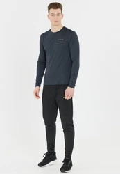 ENDURANCE Langarmshirt Abdon schwarzmeliert/weiß