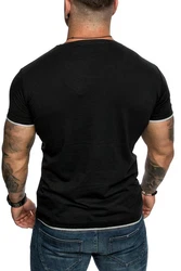 Amaci&Sons Oversize Doppel Farbig Herren Slim-Fit Crew Neck Basic T-Shirt (1-0001) 