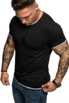 Amaci&Sons Oversize Doppel Farbig Herren Slim-Fit Crew Neck Basic T-Shirt (1-0001) 