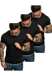 Amaci&Sons T-Shirt LAKEWOOD 3er-Pack Herren Basic mit Rundhalsausschnitt 