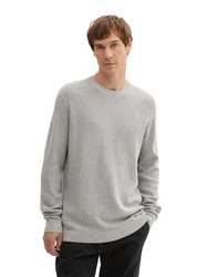 TOM TAILOR Strickpullover Rundhals Grau/Weiß/Grün/Hellgrau/Dunkelgrau