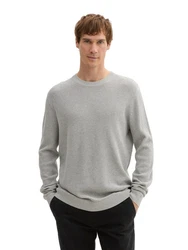 TOM TAILOR Strickpullover Rundhals Grau/Weiß/Grün/Hellgrau/Dunkelgrau