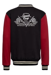 KingKerosin Collegejacke Speed Kings V8 Dunkelrot/Rot/Creme