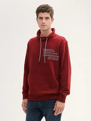 TOM TAILOR Sweatshirt mit Textprint Dunkelrot/Bordeaux