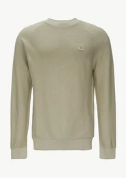 Strickpullover Strickpullover mit Struktur und Label-Patch Garment Dye