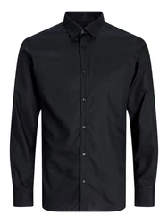 Jack & Jones Langarmhemd JJJOE STRUCTURE SHIRT LS Schwarz/Dunkelblau