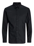 Jack & Jones Langarmhemd JJJOE STRUCTURE SHIRT LS Schwarz/Dunkelblau