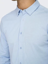 ONLY & SONS Langarmhemd ONSROBIN B/U LS Stretch Shirt NOOS Hellblau/Blau