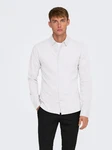 ONLY & SONS Langarmhemd ONSROBIN B/U LS Stretch Shirt NOOS Weiß/Creme/Grau