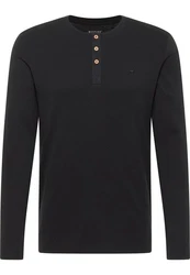 MUSTANG Langarmshirt Schwarz/Dunkelblau/Dunkelgrau